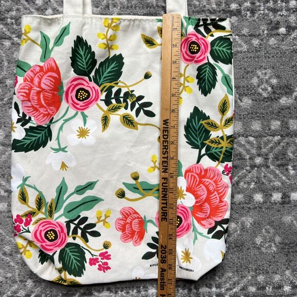 Rifle Paper Co X Birchbox Floral Canvas Tote Bag 14.5 x 17 x 3.5 in. - Picture 4 of 9